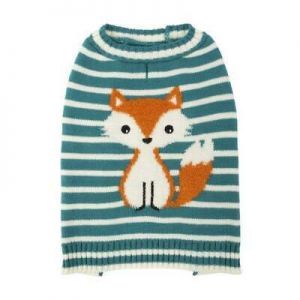 Vibrant Life Blue Striped Fox Dog Sweater Small 13" Winter Pet Apparel Toy