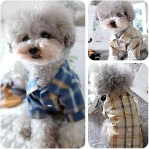 Pet Check Jacket Clothes Toys Dog Shirt Poodle Chihuahua Plaid Shirts Tops Cute