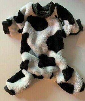 Pet Dog puppy cow print costume pajama XS  fit warm very small toy breed