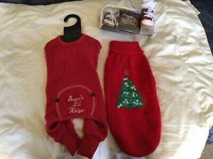 Dog Clothes—Christmas Sweater and Pajamas, Shoes for Toy Poodle