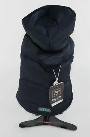 Dog Pet Animal Clothes Color Stripes Parka Coat  XS X Small Navy PuppyPAWer