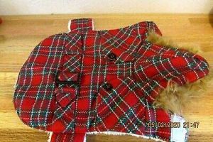 Hooded Dog Coat - Size Extra Small - Plaid
