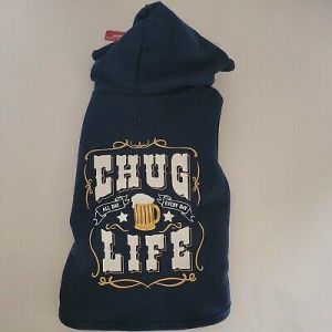 Toy Dog Clothes Teacup "S"  Hooded, “Chug Life” Shirt Blue, Vibrant Life New