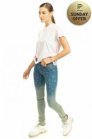 RRP €120 MANILA GRACE DENIM Jeggings Size 28 Stretch Distressed Bleached Zip Fly