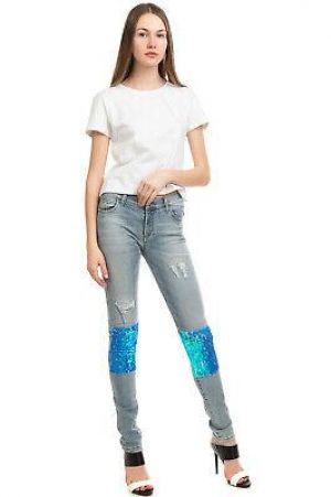 RRP €140 MANILA GRACE DENIM Jeans Size 25 Stretch Ripped Sequins Embellished