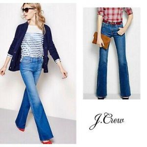 NEW J Crew Women’s Stretch Flare Bell Bottom Boho blue Jeans Size 25