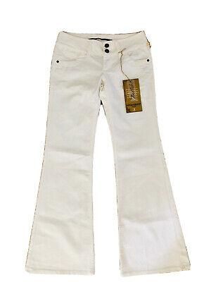 Women White Highway Denim Jeans size 7 S M Stretch Flare 6 pockets