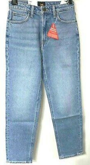 New Lee Regular Straight Cropped Carol Jeans Denim Pants Blue Womens W32 L33