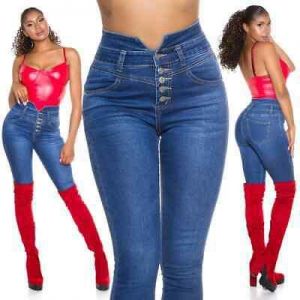 Jeans High Waist Damen Skinny Jeans Jeanshose Corsage Look