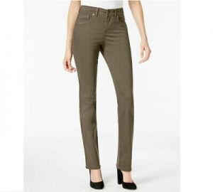 Style & Co Womens 16S Green High Rise Straight Leg Tummy Control Pants Jeans NWT