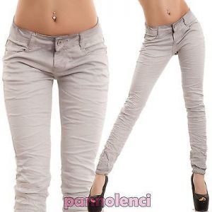 Jeans donna pantaloni elasticizzati aderenti slim skinny grigio nuovi P1552-2
