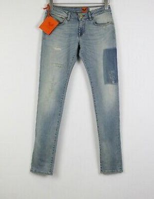 GOOD GENES 18 YEARS HER 2 Women W27/L33 Straight Slim Stretch Patch Jeans 22225