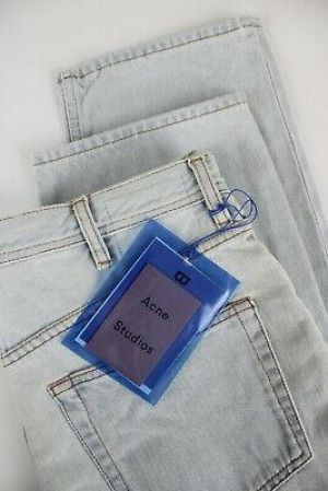 RRP $320 ACNE STUDIOS LOG LT BLUE Women W27/L30 Blå Konst Oversized Jeans 6706_