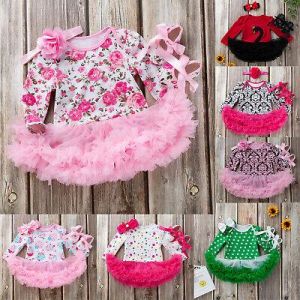 Newborn Toddler Baby Girl Romper Tutu Dress Headband Shoes Party Outfits Clothes