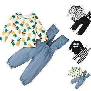 shopping אופנה ילדים Children&#039;S Clothing Girls Long-Sleeved T-Shirt Top + Pants Suit Clothing Apparel