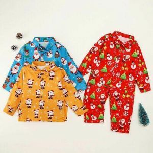 Children's Clothing Pajamas 2pcs Set Double Breasted Closure Cotton Material New