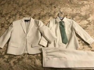 Children's Clothing - Gino Giovanni 3-piece Suit, Size 4T, White/Mint Green