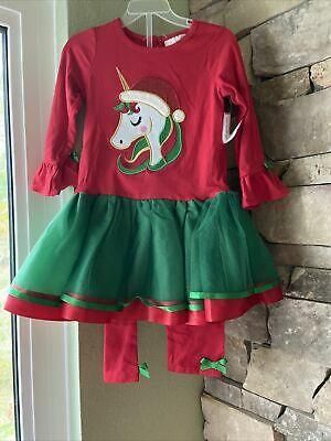 Emily Rose Childrens Christmas Apparel size 2T unicorn red green new with tags