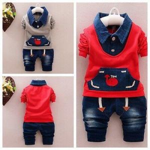 2PCS Toddler baby boys outfits tops+ Denim pants kids Casual Clothing set