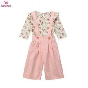 2pcs Toddler Kids Baby Girl Winter Clothes Floral Tops+pants Overall Outfits