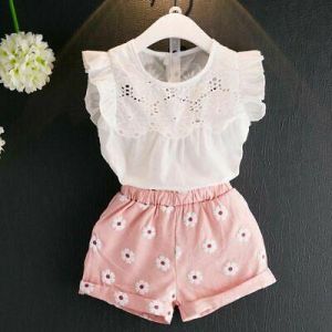 Girl's Clothing Sets Summer Vest Two piece Sleeveless Sets fashion Clothes Suit