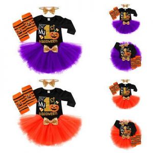 Children's clothing suits Pumpkin Halloween Girl skirt Long Sleeve Casual dress