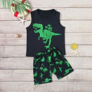 Toddler Kids Baby Boys Girls Summer Dinosaur Vest Top+Shorts Outfits Set Clothes