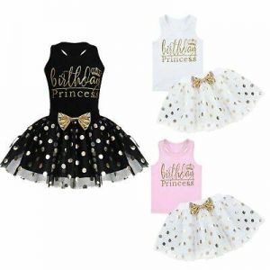 Baby Kids Girls Birthday Princess  Clothes Outfit Tutu Skirt Dress+Top Party Set