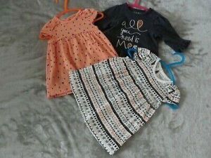 Children's Clothes 3 Items Size 0-3 Months 2 Dresses by George 1 Top by Nutmeg.