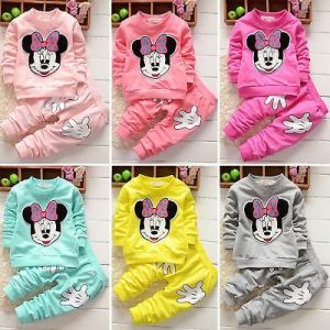2Pcs Baby Girls Minnie Mouse Long Sleeve Coat +Pants Kids Casual Clothes Outfits