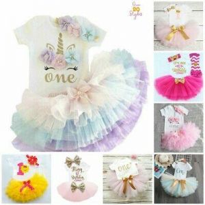 New Baby Girl First Birthday Outfit Set Tutu Skirt 1st Cake Smashed Kids Clothes