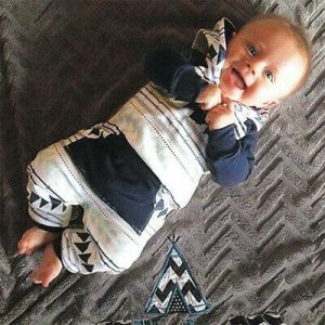 Spring Autumn Long-sleeved Triangle Striped One-piece Romper Children's Clothing