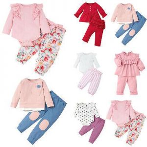 Newborn Toddler Baby Kid Girl Long Sleeve Top+ Pants Casual Outfits Clothes Sets