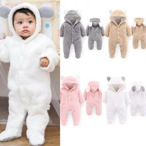 Newborn Baby Boys Girl Kids Bear Hoodie Romper Jumpsuit Bodysuit Clothes Outfits