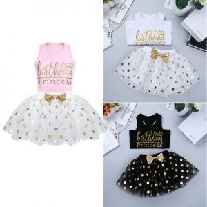 Toddler Girl Kid Dress Outfit Birthday Princess Tutu Skirt+Top Shirt Clothes Set