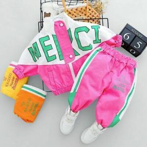Kid Tracksuit Unisex Clothing Set Casual Long Sleeve Letter Zipper Outfit Infant