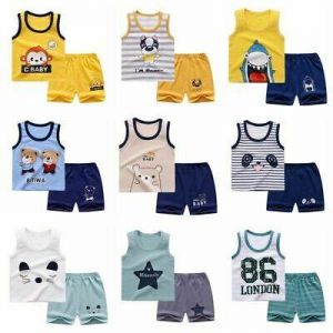 Summer Children's Vest Set Pure Cotton Baby Sleeveless Vest 2-piece Clothes Boy