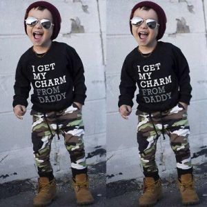 Toddler Kids Baby Boys Long Sleeve T-Shirt +Camouflage Pants Outfits Clothes Set