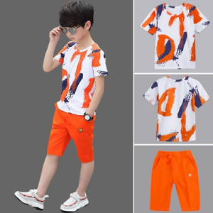 Boys Clothes Summer Outfits Children Short Sleeve Shirt Shorts Set 4 -12 Years