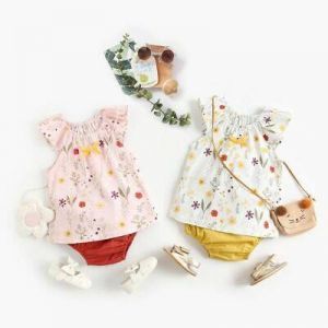 Two Pieces Casual Clothing Set For Baby Cute Printing Bottoms Tops Cotton Kid's