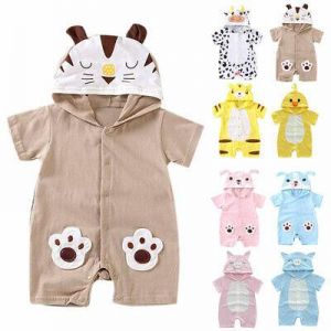 Newborn Baby Boys Girls Cute Animal Hooded Outfit Rompers Jumpsuits Kids Clothes