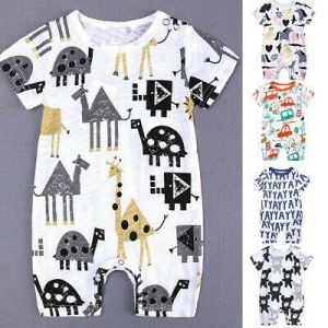 Toddler Kids Baby Boy Girl Cartoon Print Romper Jumpsuit Outfits Clothes Summer