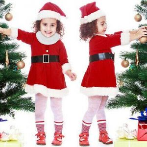 Infant Baby Kids Girls Christmas Dress Xmas Party Santa Cosplay Costume Clothes