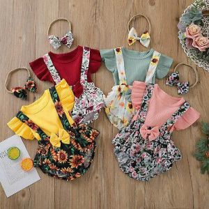 Newborn Baby Girl Romper Skirt Kids Floral Jumpsuit Bodysuit Clothes Outfits Set