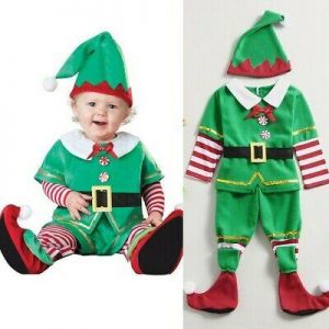 Kids Newborn Baby Christmas Costume Santa Claus Elf Fancy Dress Clothes Outfits