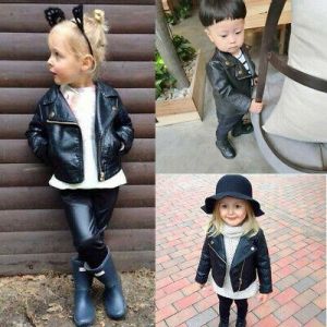 Toddler Kids Baby Girls Autumn Winter Outwear Leather Coat Short Jacket Clothes