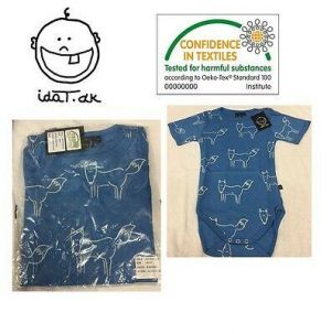 I DAT .DK DESIGNER BABY CHILDRENS  CLOTHES SHORT SLEEVED BODY SUIT BLUE AGE 3YRS