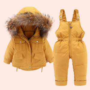 Children Clothing Sets Snowsuit Warm Coat Jackets Fur Collar Jumpsuit Down Parka