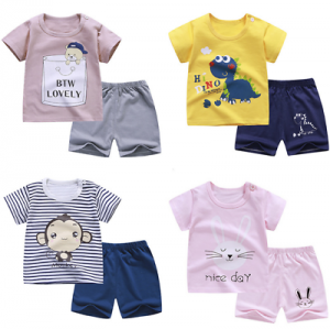 2020 short-sleeved suit summer cotton t-shirt children's clothing baby clothes