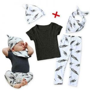 4pcs Newborn Baby Boys T-shirt tops+Pants+Hat+Saliva Towel Kids Clothes set